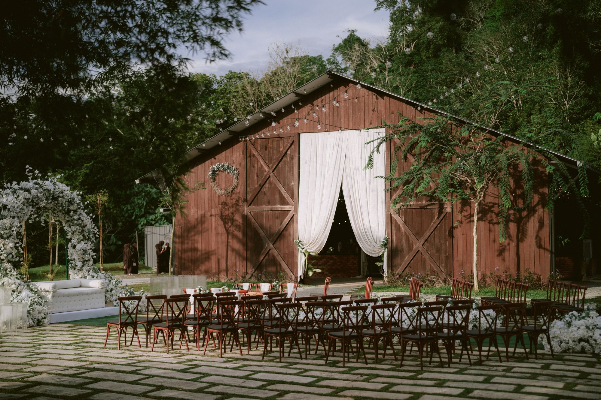 Generic placeholder photograph of an outdoor barn ceremony setting